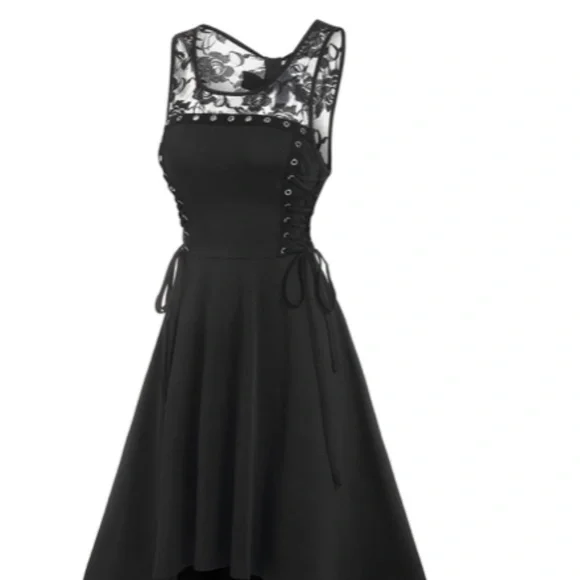 Dress lily | Dresses | Gothic Dress Lace Up Grommet High Low Dress Flower  Lace Panel Bowknot Cutout Mid | Poshmark